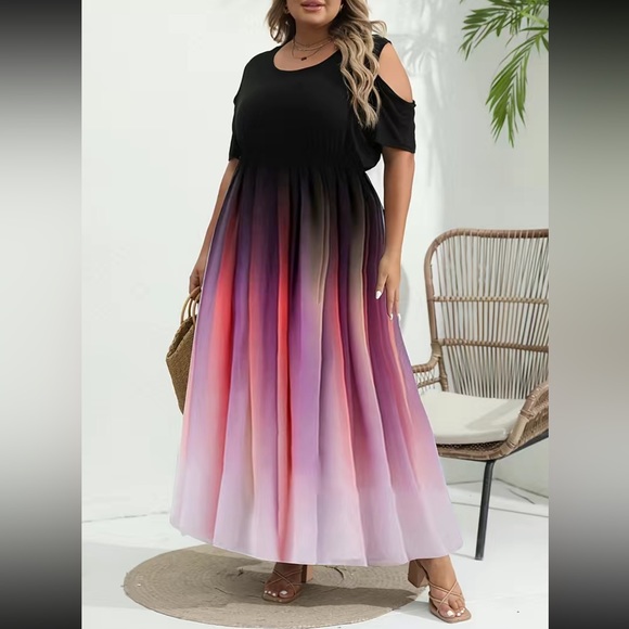 Luxe plus size cold shoulder party formal maxi dress - Picture 2 of 5